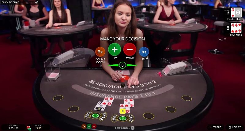 Live dealer in the online casino game blackjack